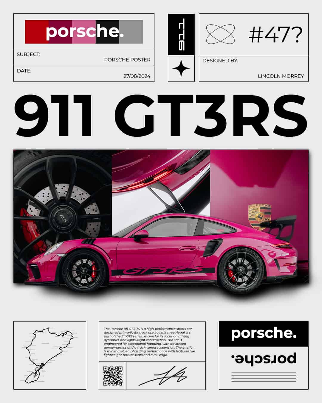 The same GT3 RS laid out as a finished carousel slide using an LM Photoshop template