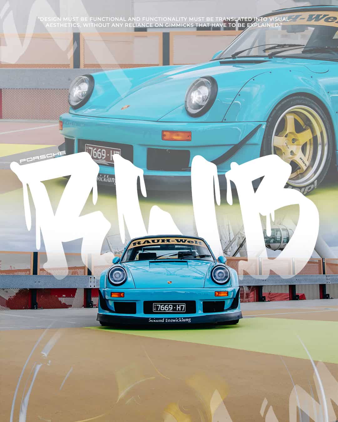 The same RWB 911 laid out as a finished carousel slide using an LM Photoshop template