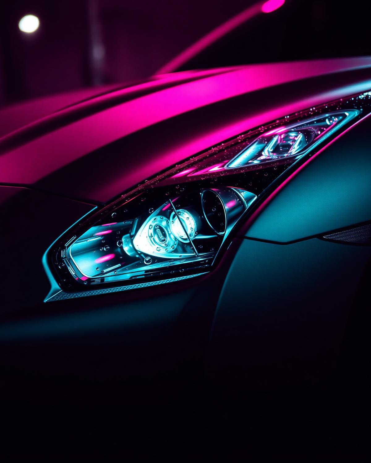 Neon detail of a Nissan GTR